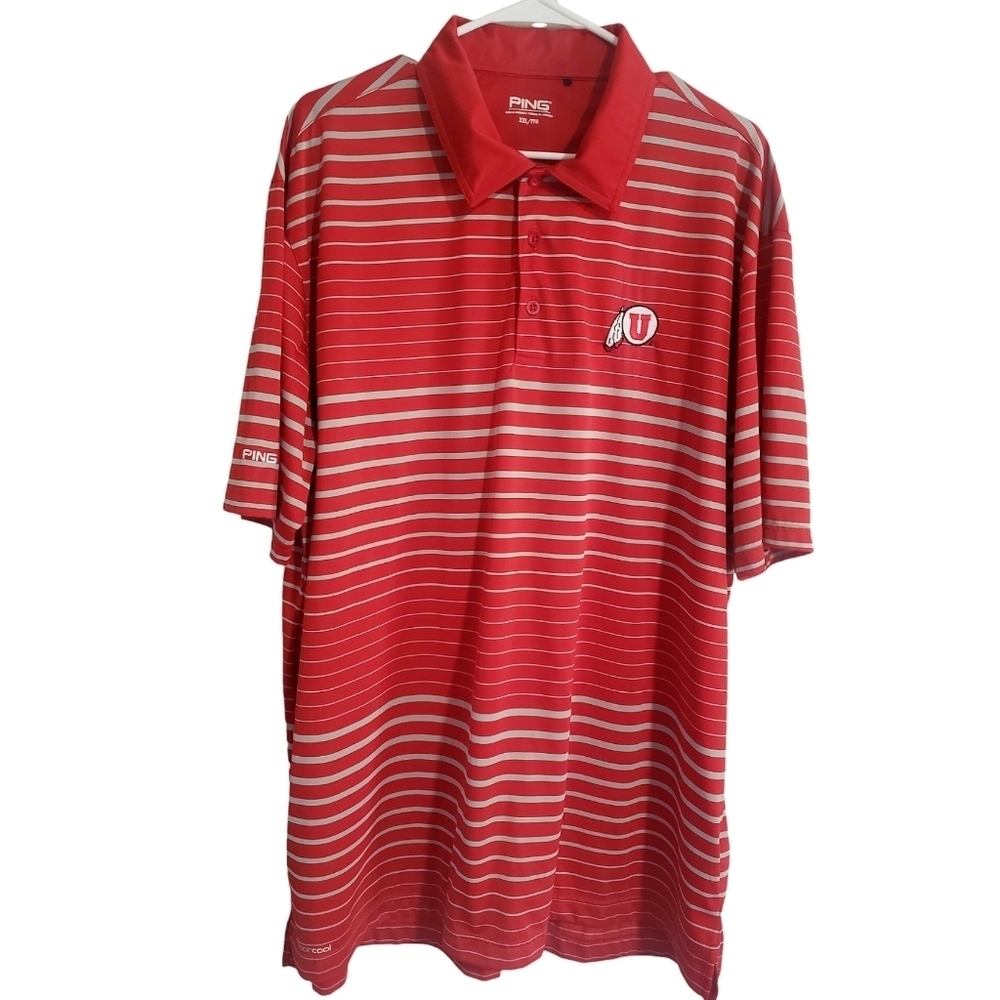 PING Polo Shirt Mens XXL Collared Golf Top Utah Utes 2XL Performance Pullover